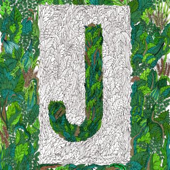 Рисунок под названием "Letter J from the "…" - Krughoff, Подлинное произведение искусства, Чернила