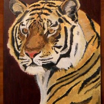 Malerei mit dem Titel "Tiger, lord of the…" von Krughoff, Original-Kunstwerk, Acryl