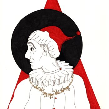 Drawing titled "Roi-arlequin" by Krughoff, Original Artwork, Ink