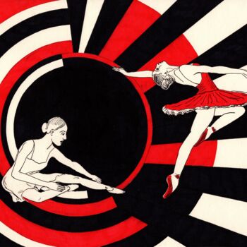 「Ballet」というタイトルの描画 Krughoffによって, オリジナルのアートワーク, インク