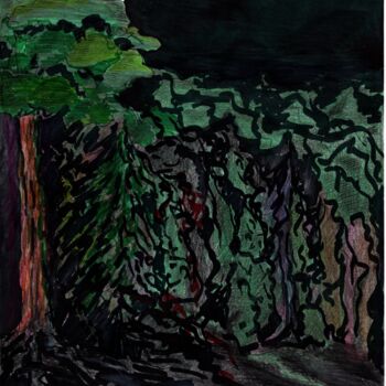 Σχέδιο με τίτλο "Paysage forestier d…" από Krughoff, Αυθεντικά έργα τέχνης, Μελάνι