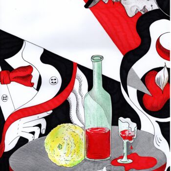 Zeichnungen mit dem Titel "Sfortuna / La dévei…" von Krughoff, Original-Kunstwerk, Tinte
