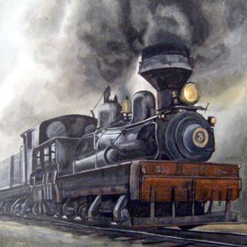 Peinture intitulée "Steam Locomotive" par Kuchan, Œuvre d'art originale