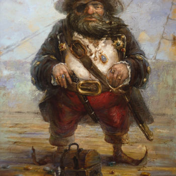 Painting titled ""Капитан 2"" by Dmitry Krutous, Original Artwork, Oil Mounted on artwork_cat.