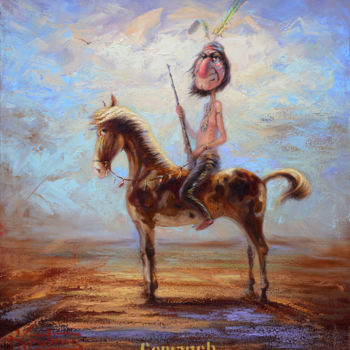 Painting titled ""Команч"" by Dmitry Krutous, Original Artwork, Oil