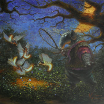 Painting titled ""охота на светлячко…" by Dmitry Krutous, Original Artwork