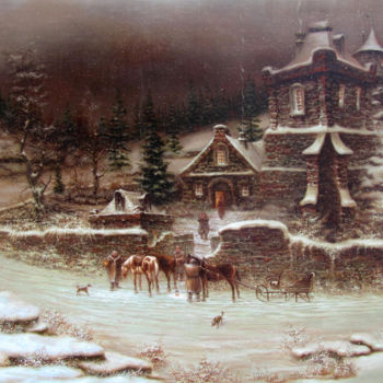Painting titled ""Трансильвания. зим…" by Dmitry Krutous, Original Artwork