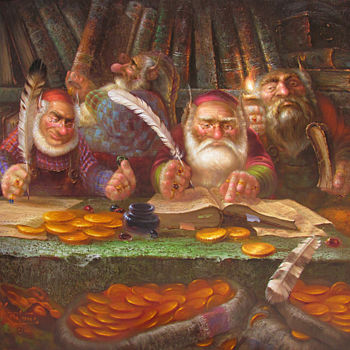 Painting titled ""казначеи"" by Dmitry Krutous, Original Artwork