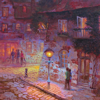 Pintura intitulada ""Фиолетовый вечер"" por Dmitry Krutous, Obras de arte originais, Óleo