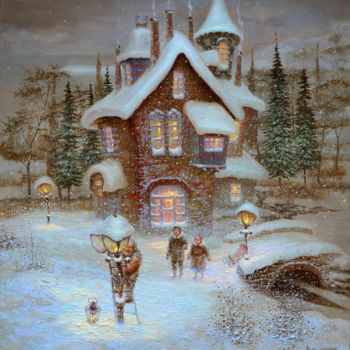Картина под названием "''Дом с шахматной б…" - Dmitry Krutous, Подлинное произведение искусства