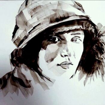 Painting titled "Tina Modotti" by Krystel-Andréane, Original Artwork, Watercolor