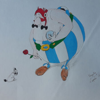 Dessin intitulée "Obelix's tribute" par Krystian, Œuvre d'art originale, Marqueur