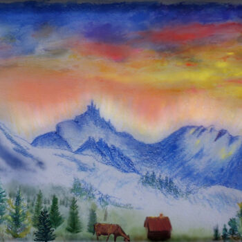Arte digital titulada "Valmorel Mountains" por Krystian, Obra de arte original, Pintura Digital
