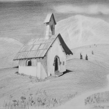 Dibujo titulada "Chapelle" por Krystian, Obra de arte original, Grafito