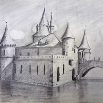 「Castle」というタイトルの描画 Krystianによって, オリジナルのアートワーク, グラファイト