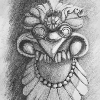 Drawing titled "Gargouille" by Krystian, Original Artwork, Pencil