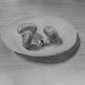 Disegno intitolato "mushrooms" da Krystian, Opera d'arte originale, Matita