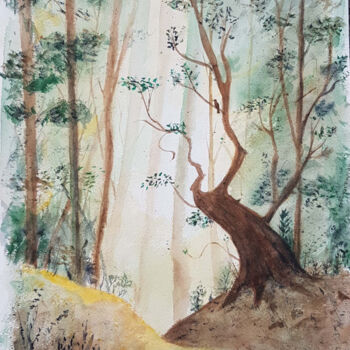 Pintura titulada "Tree watercolor" por Krystian, Obra de arte original, Acuarela