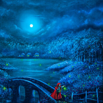 Painting titled "Red Riding Hood and…" by Krystian Kaplon, Original Artwork, Oil