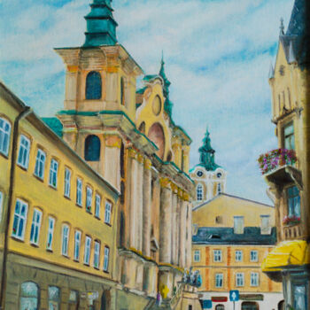 Painting titled "Przemyśl- Poland" by Krystian Kaplon, Original Artwork, Oil