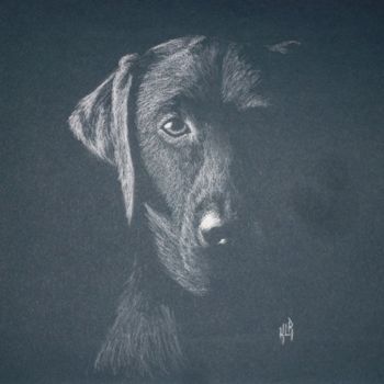 Drawing titled "Chien" by Krystyna Le Rudulier, Original Artwork