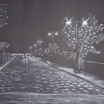 Dessin intitulée "Rue" par Krystyna Le Rudulier, Œuvre d'art originale, Crayon