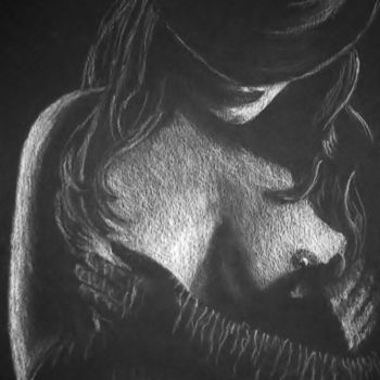 Drawing titled "Pudique" by Krystyna Le Rudulier, Original Artwork, Pencil