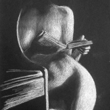 Σχέδιο με τίτλο "Lecture-erotique" από Krystyna Le Rudulier, Αυθεντικά έργα τέχνης, Μολύβι
