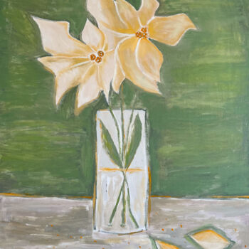 Painting titled "SOME TYPE OF FLOWERS" by Kristina Malashchenko, Original Artwork, Oil Mounted on Wood Panel