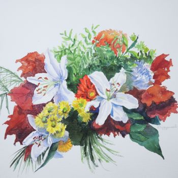 Pintura intitulada "The fragrance of li…" por Krystyna Szczepanowski, Obras de arte originais, Aquarela