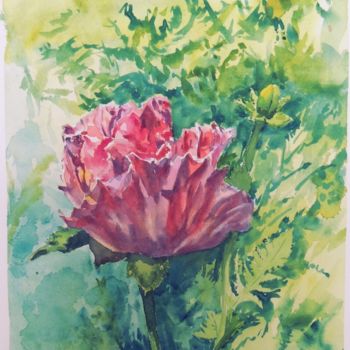 Painting titled "Patty's plum" by Krystyna Szczepanowski, Original Artwork, Watercolor