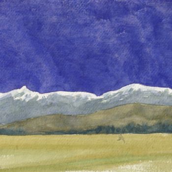 Pintura intitulada "The Jura mountains" por Krystyna Szczepanowski, Obras de arte originais, Aquarela