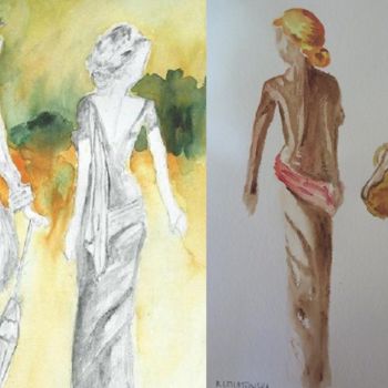 Painting titled "Féminitude" by Umiastowska Krystyna, Original Artwork, Watercolor