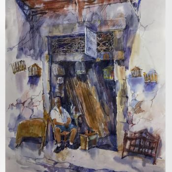 Painting titled "The carpenter" by Vitalya Kriuchkova, Original Artwork, Watercolor