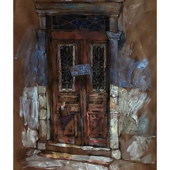 Painting titled "The doors" by Vitalya Kriuchkova, Original Artwork, Watercolor