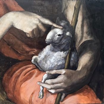 "The lamb" başlıklı Tablo Vitalya Kriuchkova tarafından, Orijinal sanat, Zamklı boya Ahşap Sedye çerçevesi üzerine monte edi…