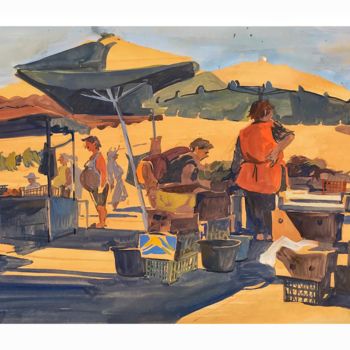 Pintura intitulada "Market" por Vitalya Kriuchkova, Obras de arte originais, Guache