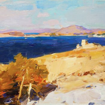 Schilderij getiteld "Aegean Sea" door Aleksander Kryushyn, Origineel Kunstwerk, Olie