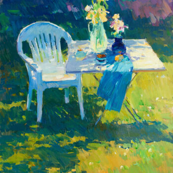 제목이 "Spring in the Garden"인 미술작품 Aleksander Kryushyn로, 원작, 기름 나무 들것 프레임에 장착됨