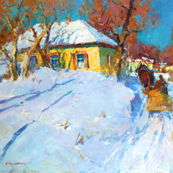 Peinture intitulée "Winter sun" par Aleksander Kryushyn, Œuvre d'art originale, Huile Monté sur Châssis en bois