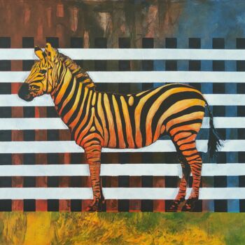 Pittura intitolato "Zebra daltonisty" da Krzysztof Bendinger, Opera d'arte originale, Acrilico