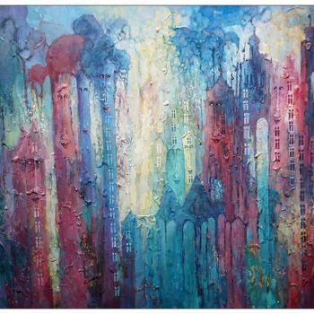 Картина под названием "City" - Krzysztof Lozowski, Подлинное произведение искусства