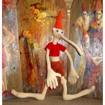 Pittura intitolato "Pinokio" da Krzysztof Lozowski, Opera d'arte originale, Olio
