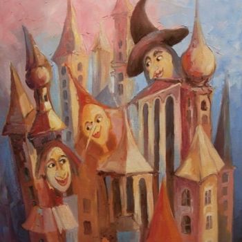Malarstwo zatytułowany „Tajemniczy zamek” autorstwa Krzysztof Lozowski, Oryginalna praca
