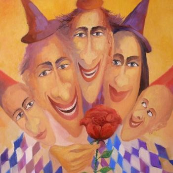 Pintura intitulada "Zaczarowana roza" por Krzysztof Lozowski, Obras de arte originais