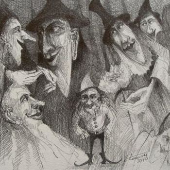 Desenho intitulada "Pajace" por Krzysztof Lozowski, Obras de arte originais