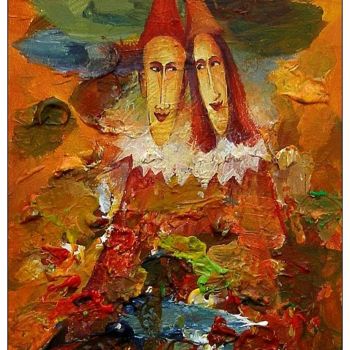 Картина под названием "Zakochańce z palety" - Krzysztof Lozowski, Подлинное произведение искусства, Акрил