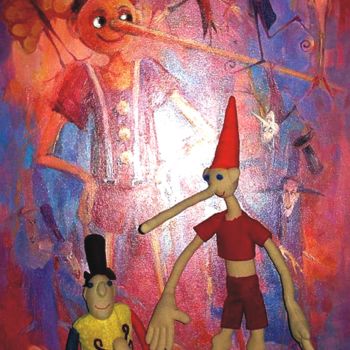 Ζωγραφική με τίτλο "Ferdynand i Pinokio" από Krzysztof Lozowski, Αυθεντικά έργα τέχνης, Λάδι