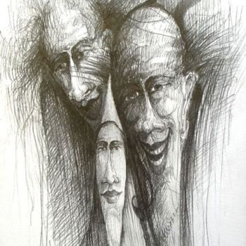 Drawing titled "Przyszli..." by Krzysztof Lozowski, Original Artwork