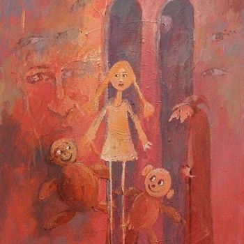 Painting titled "Dziewczynka" by Krzysztof Lozowski, Original Artwork